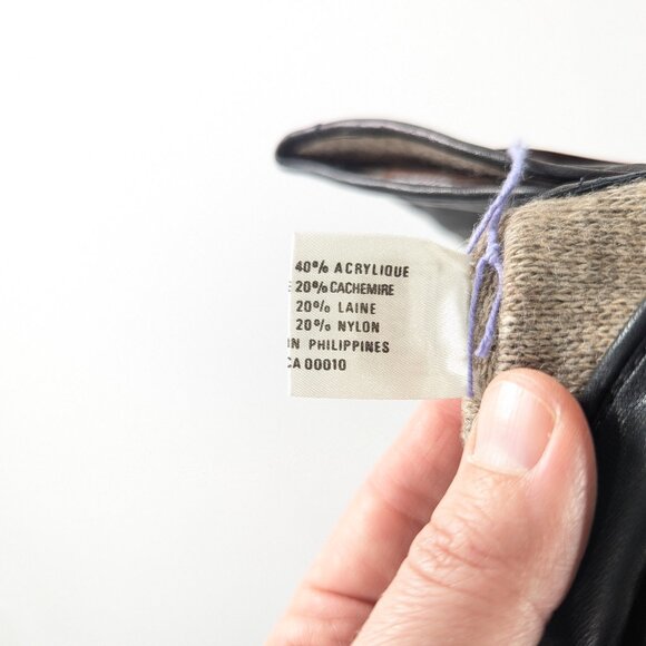 Vintage size 7 EATON Black leather gloves cashmere blend lining NOS - Picture 10 of 10